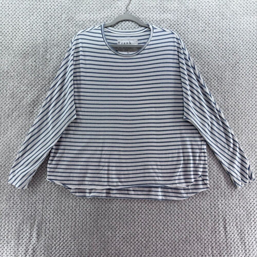 Frank & Eileen Striped Crew Tee Lab Top Womens S Blue White Nautical Oversized